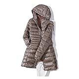 WANGYOU 7XL Plus Size Lange Daunenjacke Frauen Winter Ultraleichte Daunenjacke Frauen mit Kapuze Daunenmantel Weibliche Große Größe Mäntel Langlebig, khaki, 4X-Larg