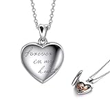 LONAGO 925 Sterling Silber Herz Medaillon Halskette Für Immer In Meinem Herzen Foto Medaillon Anhänger Halskette Schmuck
