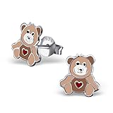 Laimons Mädchen Kids Kinder-Ohrstecker Ohrringe Kinderschmuck Teddybär Teddy Bär Braunbär Tier braun aus Sterling Silber 925