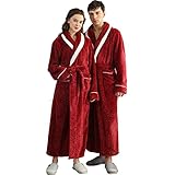 Hausmantel Herren Damen Lang Warm Baumwolle Flauschig Bademantel Saunamantel Morgenmantel Frotteemantel Robe Negligee Saunakilt Saunasarong Morgenrock Kimono Nachtwäsche Pyjama Lang Frottee Bathrob