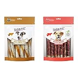 DOKAS Kau-Twister mit Rinderhaut, Pansen & Hühnerbrustfilet – Getreidefreier Premium Snack für Hunde aus Rinderhaut und Huhn – 1 x 200g & Kaustange – Getreidefreier Premium Kausnack für H