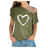 Sommer T Shirts Damen Shirt In A-Linien Form Hemd Sommer Damen T Shirt Damen Kurzarm Print Shirt Damen Elegant Oberteile Frauen Sommer Damen Shirt Rot Oberteile Damen FrüHling Lässige Oberteile T