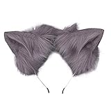 VIGVAN Kawaii Fuchs Katzen Ohren Haarband Lolita Haarnadel Katzen Cosplay (Grau Haarband)