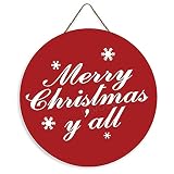 Merry Christmas Y'all Türhänger, Farmhouse Willkommensschild für Haustür-Dekoration, Urlaubs-Holzschild, Einweihungsgeschenk, 30,5