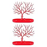 WINOMO Baum Schmuck Stand Display Geweih Ohrring Halskette Halter Organizer Rack Turm Ring Armband Lagerung Racks Schmuck Halter für Arbeitsplatte Rot 2