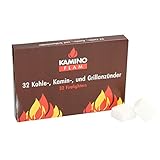 KaminoFlam Grillanzünder Würfel 32 Stück - Kaminanzünder - Kohleanzünder - Grill Anzünder für Kohle & Holz - Feueranzünder für Grillkamin & O