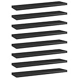 Festnight Bücherregal-Bretter 8 STK. Wandregal Schweberegal Hängeregal Kleines Regal Kleines Regal Wandregal Schlafzimmer Regal Küche Regale für Die Wand Hochglanz-Schwarz 40x10x1,5cm Spanp