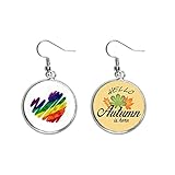 Gemälde Herz LGBT Regenbogen Ohrläppchen Anhänger Herbst Blatt Ohrring Schmuck