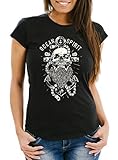 Neverless® Damen T-Shirt Skull Captain Anker Totenkopf Bart Kapitän Ocean Spirit Slim Fit schwarz XL