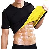 NOVECASA Sauna T-Shirts Hemd Kurze Ärmel Männer Neopren Body Shaper Sport Schweiß Fett zu verbrennen Bauch Abnehmen Fitnessstudio Fitness (S, T-Shirts)