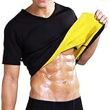 NOVECASA Sauna T-Shirts Hemd Kurze Ärmel Männer Neopren Body Shaper Sport Schweiß Fett zu verbrennen Bauch Abnehmen Fitnessstudio Fitness (S, T-Shirts)