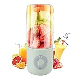 Tragbarer Mixer,1500mAh USB 500ml Mini Smoothie Maker Edelstahlklingen für Saft, Milkshake, Protein, Fitness, Reise, Outdoor (Green)