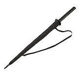Japanwelt Samurai Regenschirm | Katana-Regenschirm | Schwarzer Stockschirm in Schwertform mit Schultertasche | Großer schwarzer Schirm mit 100 cm Durchmesser und Automatikfunk