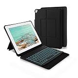 HANYEAL Wireless Keyboard Case für NEU 201910.2'(Gen 7), 2019 (Gen 3), Pro10.52017, Keyboard Case mit Bleistifthalter, 7-farbige Hintergrundbeleuchtung (schwarz)