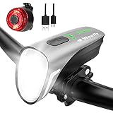 LED Fahrradlicht Set, Weofly LED Fahrradbeleuchtung StVZO 100LUX Fahrradlampe akku 4 Lichtmodi USB Fahrradlicht Vorne Rücklicht Licht fahrrad Set IPX5 Wasserdicht Licht für Fahrrad Lichtset Lamp