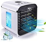 Mobile klimageräte, Air Cooler, 4 in 1 Persönliche Klimaanlage,Luftbefeuchter, Luftreiniger und Aroma Diffuser,3 Leistungsstufen, 7Verschiedene Farb