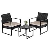 Yaheetech Gartenmöbelset 3-teilig Polyrattan Sitzgruppe mit Sofa und Tisch Gartengarnitur Balkon-Set für Garten und T