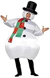 Smiffys Herren Aufblasbarer Schneemann Kostüm, Anzug mit Hut, Schal und selbstaufblasendem Gebläse, One Size, 38155