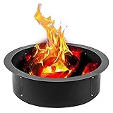 ZDYLM Feuerstellenring, runder, robuster, tragbarer Holzbrennring aus massivem Stahl, DIY-Feuerstellenrand Oben, für Outdoor-Camping-BBQ,36