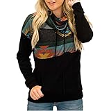 RWXXDSN Damenmode Casual Herbst Und Winter Druck NäHte Einfarbig Sport Stehkragen Kapuzenpullover Top Langarm D