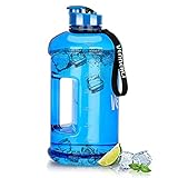 VENNERLI 2,2L Trinkflasche Sport Gym Bottle BPA Frei Fitness Training Groß Plastik Wasserflasche Sportflasche mit Griff Fitness Auslaufsicher Ideal für Sport Gym Fitness Büro Heim （Blau）