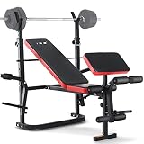 ISE Multifunktional Trainingsbank Hantelbank verstellbar Klappbar mit Beincurler Semi-Pro Haushalt Fitnessgeräter für Kniebeuge Bankdrücken Rumpfbeuge belastet 120kg