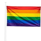 KliKIl Regenbogen flagge 90x150cm - LGBT Flagge Fahnen Fanartikel Wetterfeste LGBT mit Messingösen leuchtenden Farben und UV-beständig für den Außenbereich Gay