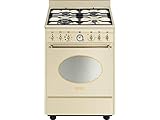 Smeg CO68GMPD9 Küchenherd, freistehend, cremefarben, drehbar, vorne, analog, Gask