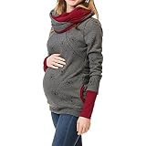 Pitashe Damen Stillpullover Winter Warm Baumwolle Langarm Wellenpunkt Drucken Zweilagiges Stillen Hoodie Sweatshirt mit Taschen für Schwangerschaft Basic Stillzeit Umstandsmode Stillshirts Mit Kap