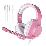 SADES Headset für Mädchen, Spirits Over-Ear-Stereo-Headset mit Mikrofon und Lautstärkeregelung, Y-Adapter, Bequeme Ohrmuscheln, für PC, Laptop, Mac, PS4, Switch (Rosa)