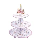 MengH-SHOP Tortenständer 3 Etagen Cupcake Ständer Einhorn Muffin Ständer aus Karton für Hochzeit Party Geburtstag Baby Duschen Kuchen Dessert Torten Etag