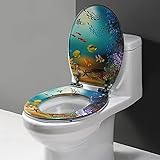 BOCbco Auslöser Toilettensitz Langsamer Harz-Toilettensitze Starke Schnellfruchtscharniere, Breite Auswahl (Ozeanserie)/F
