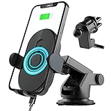 Handyhalterung Auto mit Ladefunktion, 15W Fast Qi Magnet Wireless Car Charger Induktion mit Saugnapf und Luftauslass-Clip, Kabellose Kfz Handyl Ladegeräte für iPhone Samsung Huawei usw