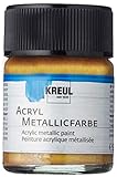 Kreul 77571 - Acryl Metallicfarbe, 50 ml Glas in gold, glamouröse Acrylfarbe mit Metalliceffekt auf Wasserbasis, cremig deckend, schnelltrocknend und w
