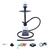 Shisha-Set mit Shisha Amy Deluxe I Need You klick II, Kohleanzünder, Naturkohle, Kaminkopf, Dampfsteine (Rainbow Schwarz/Schwarz-Matt, mit 1 Schlauch)