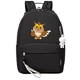 MMZ Grundschule Schüler Rucksack Jungen Mädchen Bookbag Eule Rucksack für Freizeit/Studie/Reise Schultasche （Schwarz）
