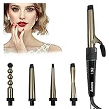 Lockenstab Set-5 in 1 Multifunktions Austauschbare-Lockenstäbe-Einstellbare Temperatur Lockenwickler mit LCD Display-Welleneisen - Keramikbeschichtung Curling Wand für alle Frisuren Lockenstyling