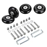 SUMNACON 4 Pcs Schwarz Kofferrollen aus Metall und Gummi 70x24mm Kofferräder für Trolley Gepäckkoffer Räder Gummikoffer Räder Set für Gepäckk