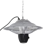 Outsunny Deckenheizstrahler Heizstrahler 1500W mit LED inkl. Fernbedienung Terrassen Alu Silber Φ42 x H29