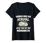 Damen Mähroboter Sprüche Rasenroboter Mäher Rasenmäherroboter Fun T-Shirt mit V