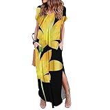 Sommerkleid Damen Kurz, Freizeitkleid Damen, Sommer Boho Kleid Strandkleid Damen Elegante Blumendruck Sommerkleid Damen Elegant Knielang Abendkleid Frauen Casual Rundhals ärmellos Bohemian Maxik