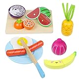 yoptote Holzspielzeug Kinderküche Montessori Spielzeug Holz Obst Gemüse Spielküche Zubehör Kinderküche Lernen Spielzeug Rollenspiele Für Geschenk Kinder Mädchen 3 4 5 J