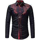 Kanpola Modische Hemden Slim Fit Herrenhemden Langarm Herbst Freizeithemd Hemdjacke Mit Stick