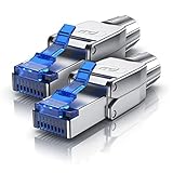 CSL - 2x Netzwerkstecker feldkonfektionierbar RJ45 CAT 6 CAT 7 CAT 8 - geschirmt 40 GBit/s 2000 MHz Ethernet werkzeuglos LAN Kabel - Crimpstecker Steckverbinder für Netzwerkkabel Verlegekab