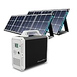 Tragbares Kraftwerk 1500wh / 1000W Solargenerator mit 2 Stück PowerOak Faltbares 120W Solarpanel, Notstromversorgung mit 2 / AC-Steckdose Pure Sinuswelle, DC12V, PD 45W USB-C für Wohnmobile Camping