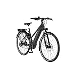 FISCHER Damen - Trekking E-Bike VIATOR 6.0i, Elektrofahrrad, Graphit metallic matt, 28 Zoll, RH 49 cm, Brose Drive S Mittelmotor 90 Nm, 36 V Akku im R