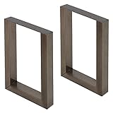 ECD Germany 2X Tischbeine aus Vierkantprofilen, 40 x 43 cm, Industrial, pulverbeschichtete Stahl, Industriedesign, Metall Tischkufen Tischuntergestell Tischgestell Möbelfüße, für Couchtisch, Sitzbank