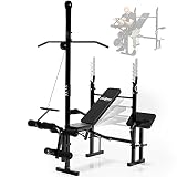 Physionics® Multifunktion Hantelbank -Verstellbar Bankdrücken mit Latzug, Ablage, Butterfly, Curlpult, Beincurler - Kraftstation, Fitnessstation,Trainingsbank, Fitnessbank, Dip-S