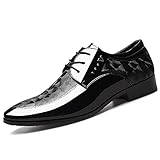 Herren Business Schuhe Lässige Lackleder Formelle Büroarbeitsschuhe Britischer Stil Hochzeitskleid Schuhe Große Fahrschuhe,Black-39