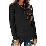 Pullover Damen Oberteile Elegante Sexy Langarmshirt Blusen Top V-Ausschnitt T-Shirts(Black, XL)